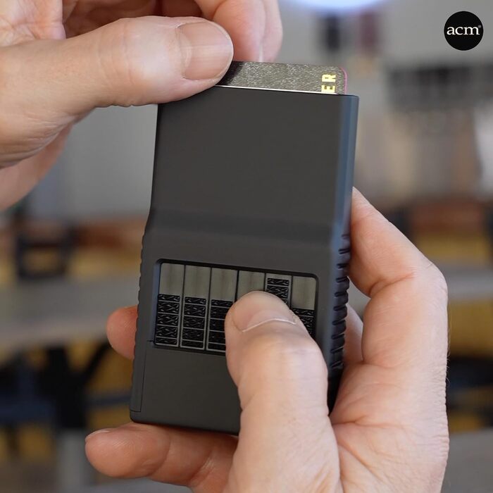 Чоловічий та жіночий гаманець ACM 2.0: органайзер з картхолдером, захист від подряпин, хром/срібло, чорний сатин