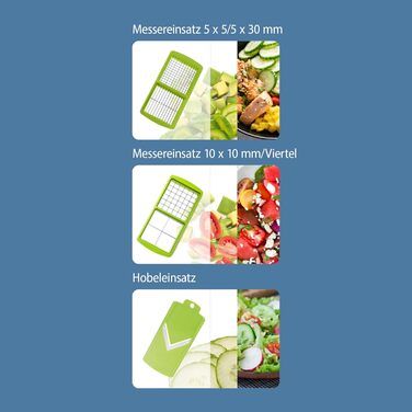 Набір для нарізки овочів Genius Nicer Dicer Smart (14 шт.) - набір для нарізки кубиками, соломкою, слайсами, смужками та чвертями, з рецептами. Включає салатослайсер, мандоліну та овочечистка.
