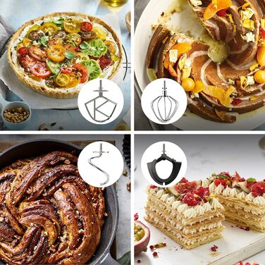 Кухонна машина Kenwood Titanium Chef Baker KVC85.004SI з вбудованими вагами, 1200 Вт, 2 чаші (5 л та 3,5 л), набір для кондитерських виробів, плавне регулювання швидкості, срібляста
