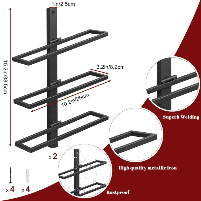 Wine Rack Bottle Rack for 6 Bottles, Metal Wine Rack Hanging Wall Mount Wine Bottle Shelves, Wall Shelf Wine Storage Shelf for Kitchen Dining Room Bar (6 Degree Tilt)