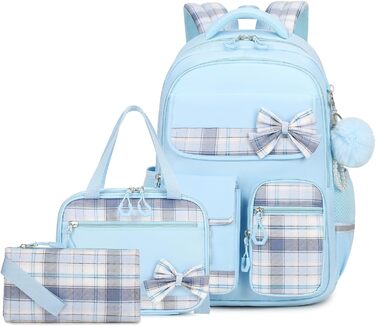 Набір шкільних речей для дівчаток: рюкзак, ланч-бокс, пенал. 3-й клас, 4-5 клас. Блакитний колір