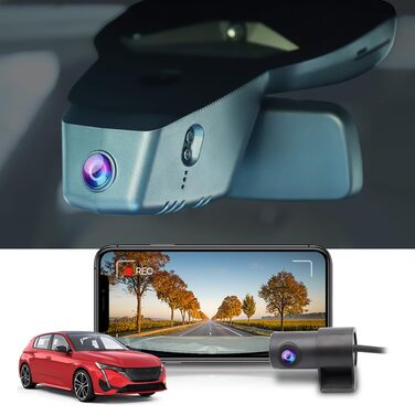 Відеореєстратор Fitcamx 4K для Peugeot 308 (2021-2025) з Wi-Fi, Full HD 1080P задньої камери, G-сенсором та картою 64GB