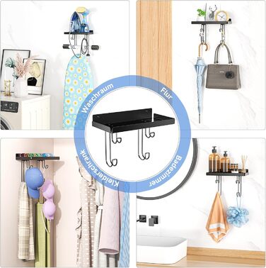 Настінна тримач для прасувальної дошки, праски та аксесуарів, чорний, металева стійка з великою полицею для прасування, Y/T-подібна форма