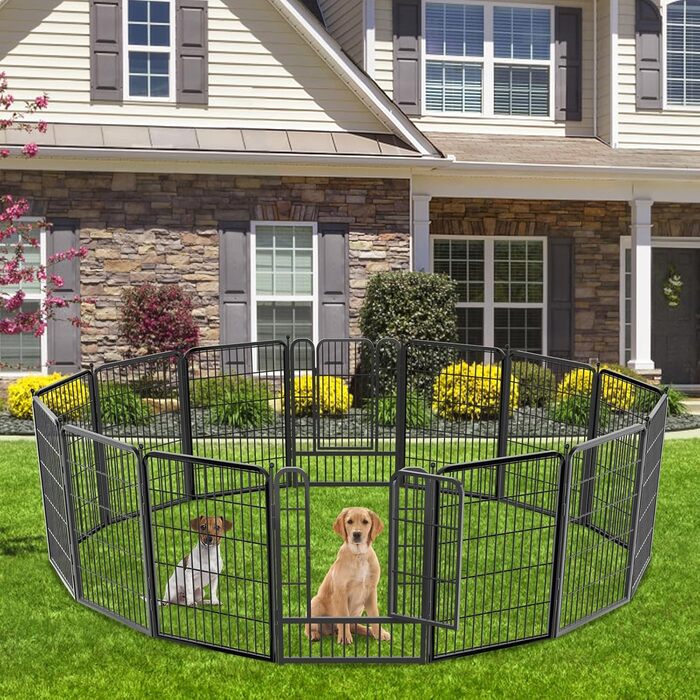 Металевий вольєр для собак на 10 панелей, 81,3 см, для собак різних розмірів, вольєр для собак, переносний забіг, вольєр для цуценят, з дверцятами, 69,8 см x 81,3 см