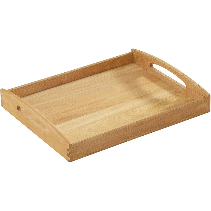 Zassenhaus Rectangular Wooden Tray | 44x36x7cm in size | Sustainable Rubberwood | Wooden Serving Tray | Tray with Carrying Handles | Breakfast, Home Office, Tea Drinking | Food Tray
