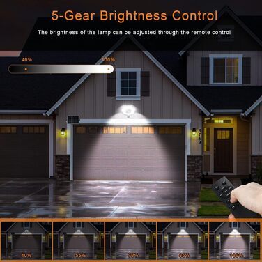 Solar Lamps for Indoor/Outdoor Use, 1200LM 108LED 5M Cable Solar Hanging Lights with Remote Control, Solar Hanging Lamp with Motion Sensor, 5 Modes, IP65 Solar Lights for Carport, Pavilion, Chicken Coop, Camping
