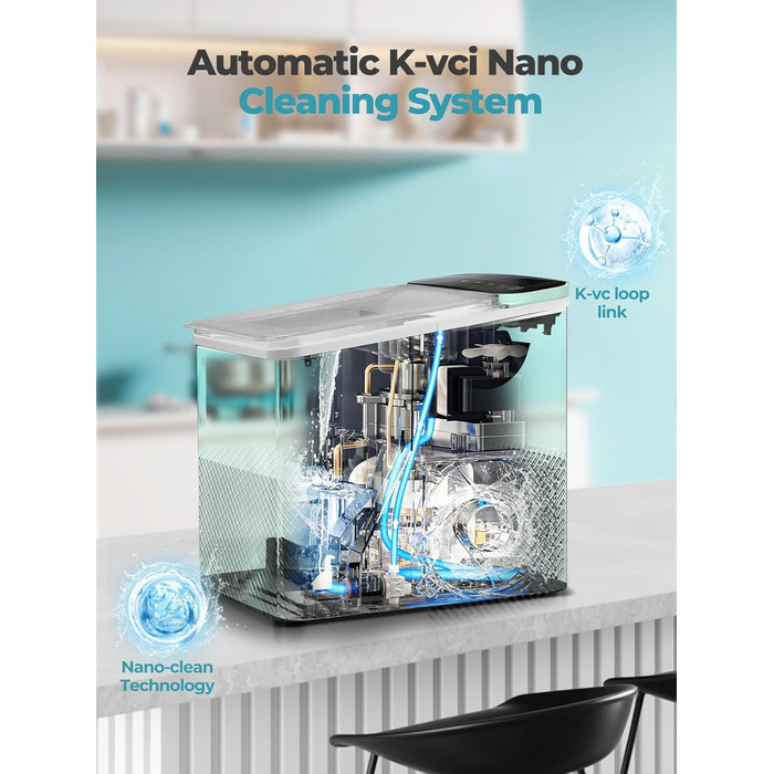 Портативна машина для льоду FOHERE – самоочисна, 14 кг/24 год, 2 розміри, компактний дизайн, 1 кнопка, інтелектуальні попередження, з лопаткою та кошиком для дому/бару/офісу/кемпінгу (зелена)