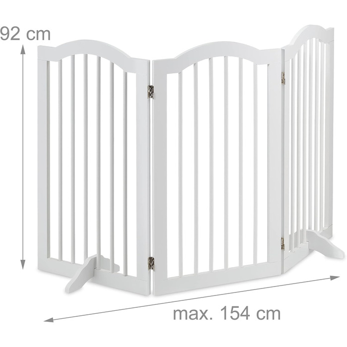 Захисне ворота Relaxdays для собак, 92x154 см, 3 елементи, біле, розкладне