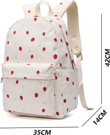 Шкільний рюкзак для дівчаток: легкий, для підлітків, з відділенням для ноутбука (Клубничка)