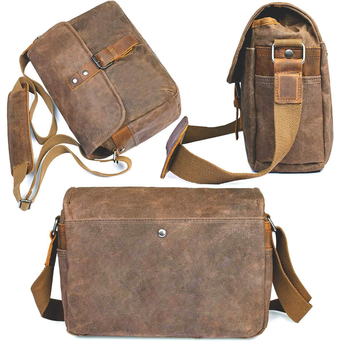 Чохол для DSLR камери, водонепроникний з вощеного парусини, вінтажний, сумка-месенджер з внутрішнім захисним шаром (Хакі)