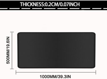 Великий килимок для столу 800x400 мм, геймінговий килимок для миші з прошитими краями, неслизьке покриття, килимок для клавіатури та миші Black & White Abstraction (Чорний, 1000L x 500B мм)
