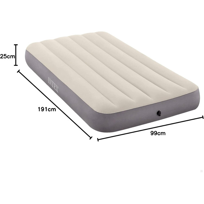 Надувний матрац Intex Dura-Beam Single High, 99x191x25 см, для одного спального місця, PVC, багато кольорів