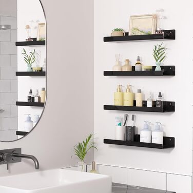 Настінні полиці Upsimples, 4 шт., білі, без свердління, 38x10 см, для ванної, спальні, кухні