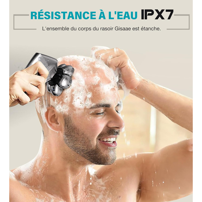 Електричний чоловічий голкостригувач для гоління голови, 7D, вологий/сухий, IPX7, набір для догляду за бородою з LED-дисплеєм, срігано-сірий, перезаряджається