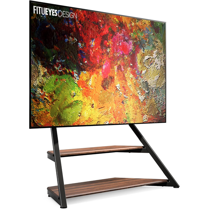 FITUEYES Modern TV Stand for 75-100 inch TVs - Adjustable Height, Swivel, Wood & Metal, Cable Management, VESA 800x600, Eiffel Series