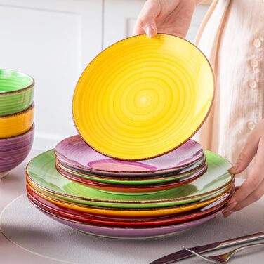 Набір посуду Vancasso Bonita 24 елементи, блакитний, кераміка, сервіз на 6 осіб, ручне розпису, спиральні візерунки