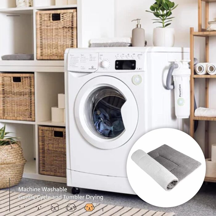 М'який килимок для собак та котів 60x80 см, білий з принтом кісток, машинне прання