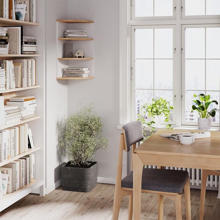 Vicco Corner Shelf Ecki, Bookshelf, White/Gold Kraft Oak, 30 x 60 cm