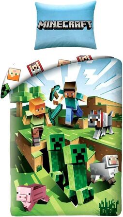 Постільний набір Halantex Minecraft Кактуси, 140x200 см, бавовна, наволочка 70x90 см, оригінал