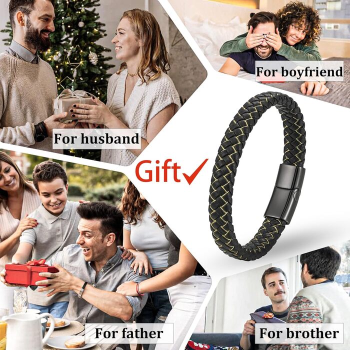 Чоловічий шкіряний браслет Armand, 21 см. Чорний, зелений, червоний, білий. Ідеальний подарунок на День батька. Шкіряні браслети для чоловіків Armand