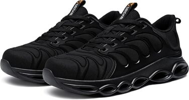 Черевики безпеки LARNMERN для чоловіків: зручні робочі черевики з металевим носком, дихаючі, легкі, антипрокольні, модні. Розміри 36-50 EU (44.5 EU, чорний)