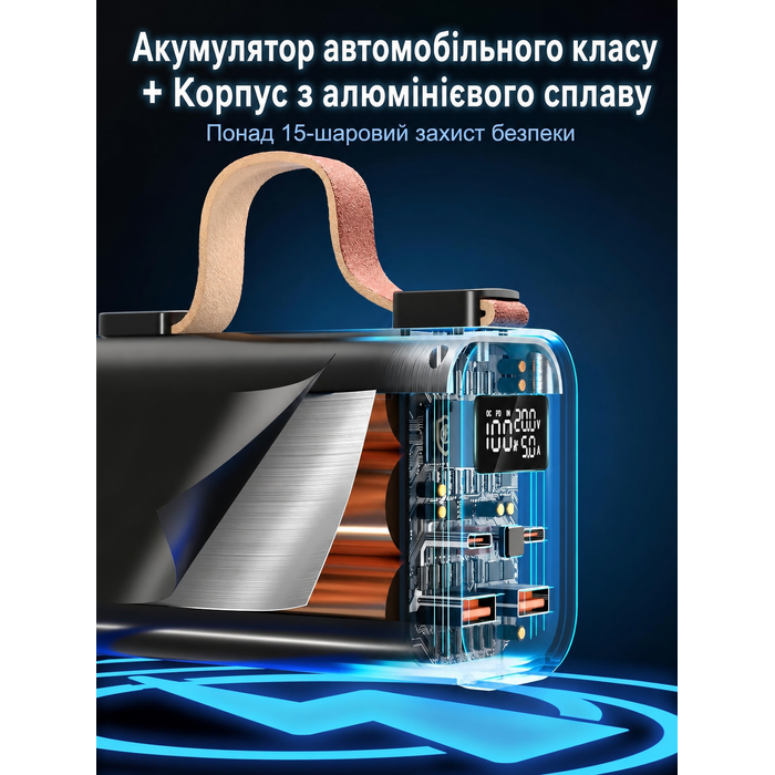 Портативний акумулятор для ноутбука 140W, 50000mAh, з LED дисплеєм, PD3.1, QC4.0, 4 виходи, 2 входи (Чорний)