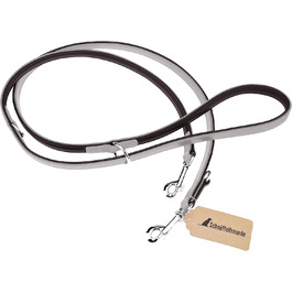 Leather Dog Leash - Training Leash - Leather Leash for Dogs - Leash 3-Way Adjustable, for All Dogs (230cm, Grey)