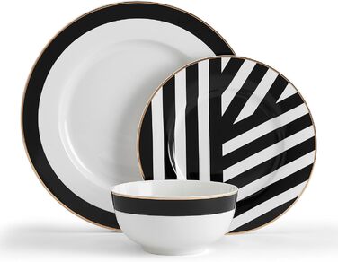 Набір посуду Mikasa Luxe Deco (12 предметів) для 4 осіб: тарілки, супові тарілки, миски, зелений колір, подарункова коробка, придатний для миття в посудомийній машині