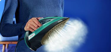 Tefal Ultimate Pure Steam Iron FV9844 | 3200 W | Micro-Calc Filter | Durilium Airglide Autoclean Soleplate | Automatic Shut-off | 0.35 Liter Capacity | 31.6 x 15.1 x 16.3 cm | Black / Blue Single