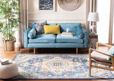 Килим SAFAVIEH Distressed для вітальні, їдальні, спальні - колекція Madison, короткий ворс, блакитний та світло-блакитний, 122 x 183 см