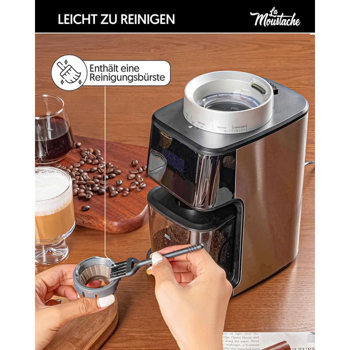 Електрична кавомолка та подрібнювач спецій La Moustache GrindMaster Silver BD-CG018, 165W, нержавіюча сталь, 350г