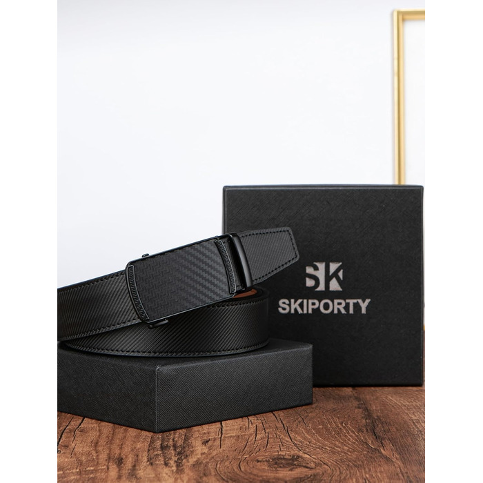 Чоловічий шкіряний ремінь на пряжці, 3.5 см, регульований, для джинсів, комфортна посадка (42-48)