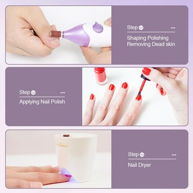 TOUCHBeauty Електричний фрезер для нігтів 5-в-1, бездротовий, манікюр/педикюр, набір з LED/UV сушаркою, AG-1335C (Лідний)