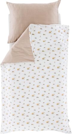 Комплект постільної білизни Träumeland для немовлят, 80x80 см + 35x40 см, 100% бавовна, зручна сумка-мішечок (Маленька ферма)