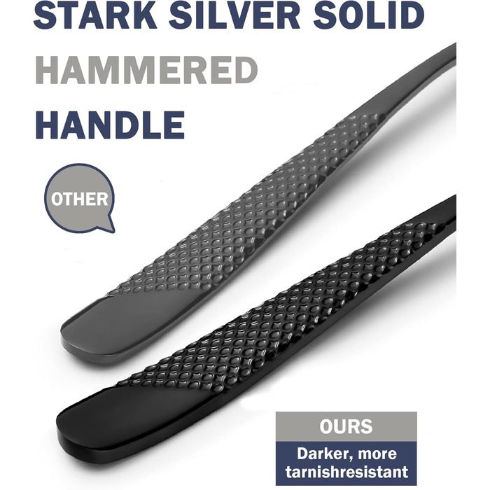 Сучасний набір столових приборів на 24 предмети: чорний, з нержавіючої сталі 18/10, з ножем 2-в-1 з хвилястим лезом, для 6 осіб