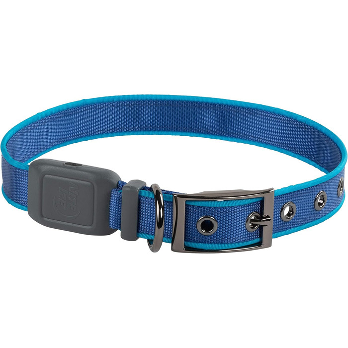 LED-ошийник для собак Nite Ize NiteDog – світлодіодна ошийник з металевою застібкою, водонепроникна, для нічних прогулянок, розмір L (блакитний)