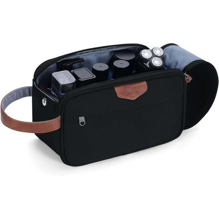 Чоловіча дорожня косметичка ECOHUB, водонепроникна, з великим відділенням та відділенням для мокрого одягу, з переробленого PET, з двома блискавками, чорна