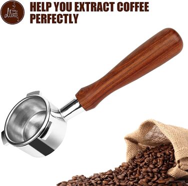 Bottomless Portafilter 54mm Compatible with Sage/Breville Barista Series 870/878/880 and 54mm Sage/Breville Espresso Machines, With 1 Cup Filter Basket, Wooden Handle