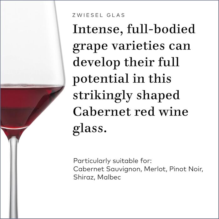 Schott Zwiesel Tritan Crystal Glass, pure stemware, Cabernet/Universal Red or White Wine Glass, 516 ml, 4-piece set