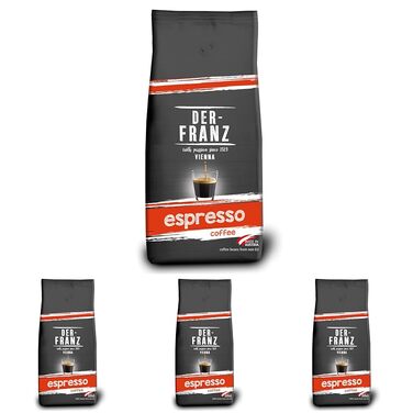 Кава в зернах Der-Franz Espresso, 1 кг (набір 4 упаковки), натуральна цільна кава для еспресо
