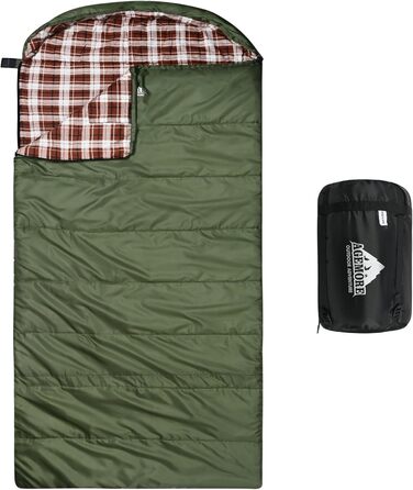 Спальний мішок Baumwoll-Flanell для дорослих: легкий, водонепроникний, 100% бавовна, для кемпінгу, подорожей та відпочинку