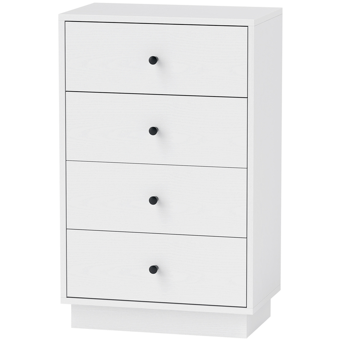 HOMCOM Chest of Drawers Sideboard with 4 Drawers Storage Cabinet Made of Wood Composite Modern Style Drawer Cabinet, Chest of Drawers for Living Room, Bedroom, Hallway 47 x 29 x 75 cm White | Aosom