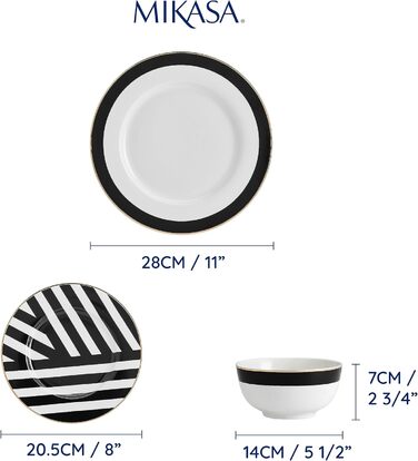 Набір посуду Mikasa Luxe Deco (12 предметів) для 4 осіб: тарілки, супові тарілки, миски, зелений колір, подарункова коробка, придатний для миття в посудомийній машині