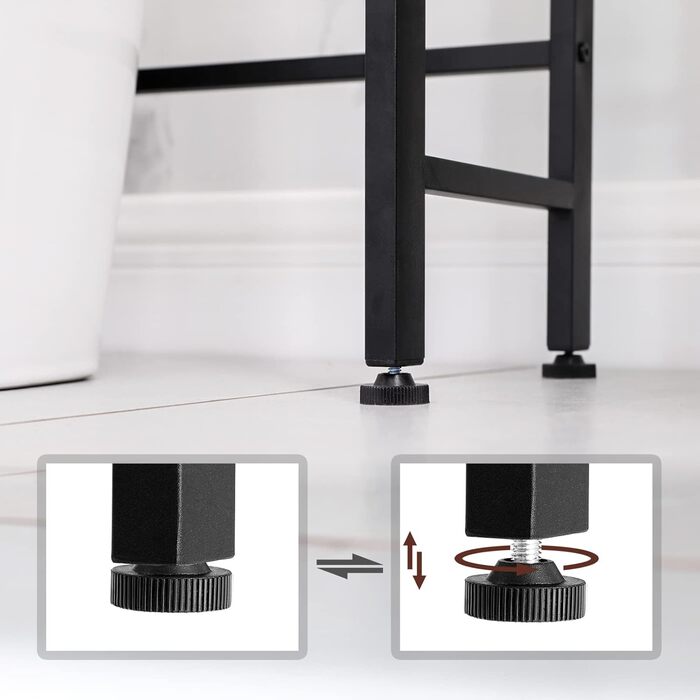 VASAGLE Toilet Shelf, 3 Tiers, Bathroom Shelf, Space-Saving, Easy to Assemble, for Laundry Room, Industrial Style, Rustic Brown and Black, BTS002B01