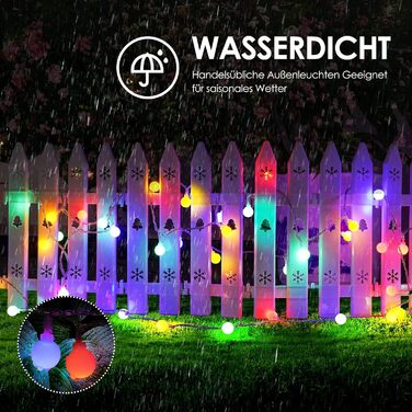 LED гірлянда на батарейках, 27 метрів, кульки, тепле біле світло, IP65, для дому та саду, з пультом дистанційного керування, диммування, для прикраси кімнати, на Різдво, на вечірку