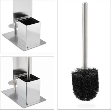 Набір для ванної кімнати Relaxdays з тримачем для туалетного паперу, щіткою для унітазу та підставкою, з полицею, 69x25x18 см, сріблястий