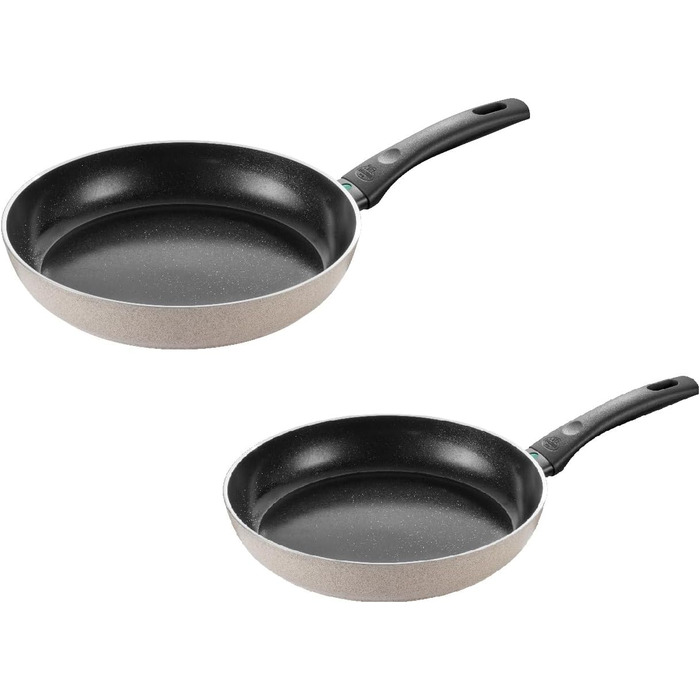 Набір сковорідок BALLARINI Ledro (24 см + 28 см), алюміній, бежевий, індукційні, з антипригарним покриттям Keramik, Thermopoint, Made in Italy