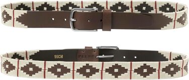 Чоловічий/жіночий шкіряний ремінь з шнуром та браслетом. Аргентинський шкіряний ремінь ручної роботи (бежево-червоний, 110 см)