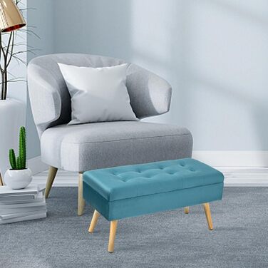 Стільниця з місцем для зберігання Hawthyhome 80×35×43 см, оксамитова скриня-лавка з дерев'яними ніжками для передпокою, вітальні, спальні, зелений смарагдовий