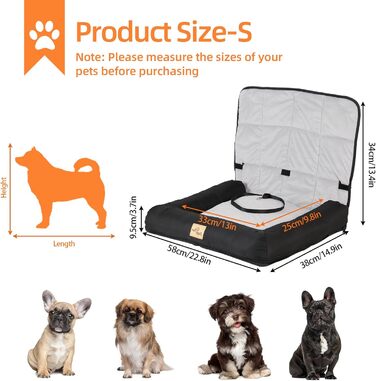 BingoPaw Dog Car Seat for Medium Dogs - Secure & Waterproof Dog Seat Cover for Back or Front Seat - Reinforced with Harness Straps - 66x55x49 cm